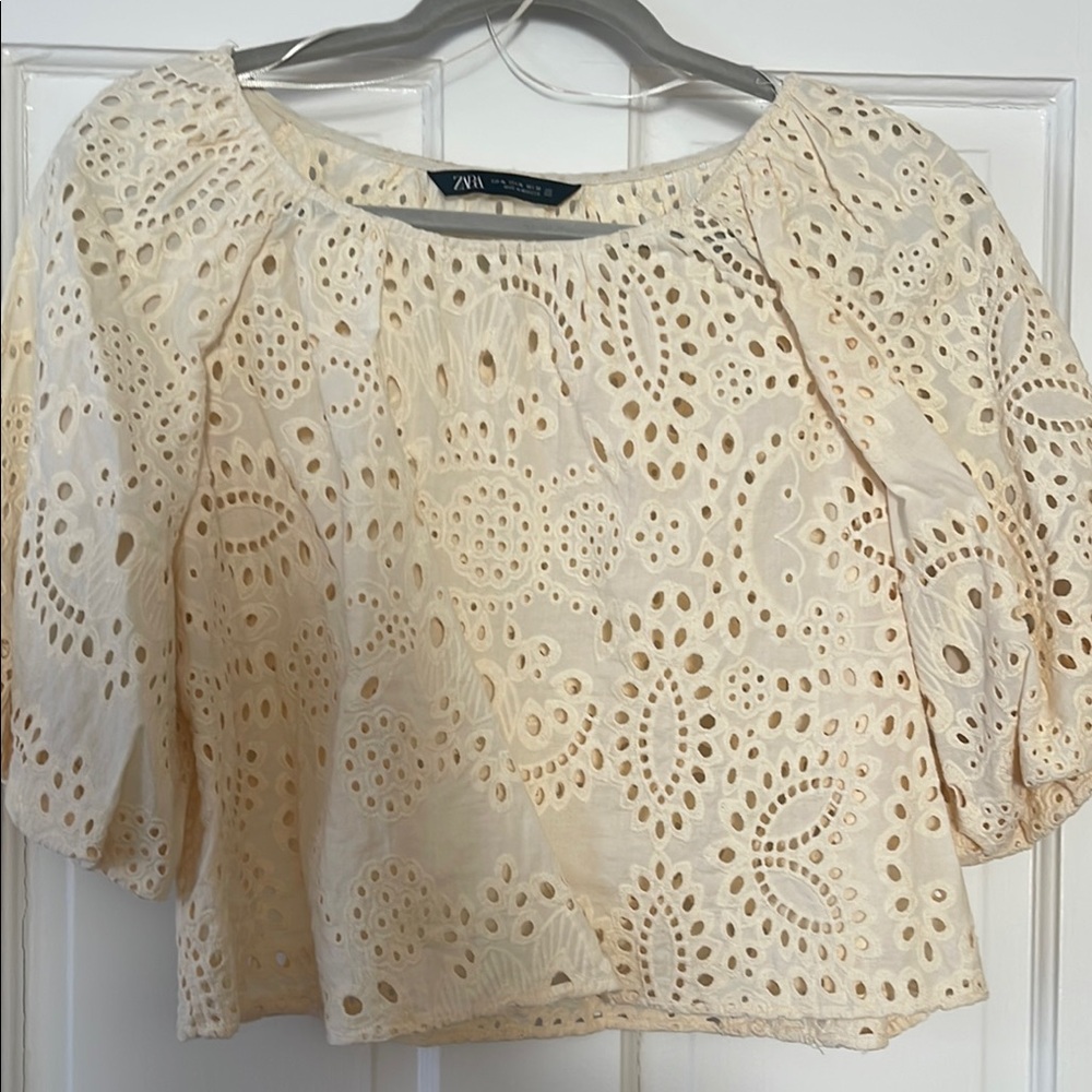 Zara Cream Eyelet Women's Top
